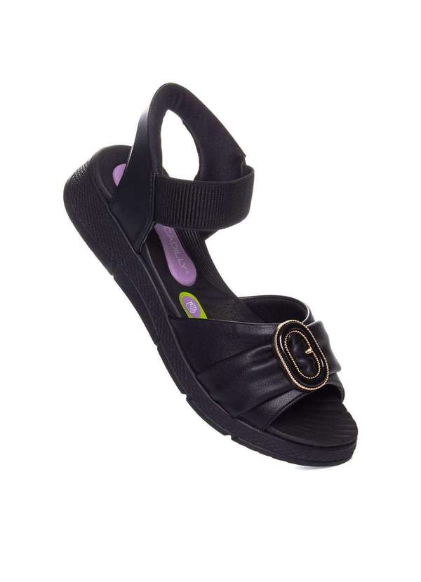 Piccadilly - Sandália Papete Piccadilly Slipfit Anabela. Preto Preto 2