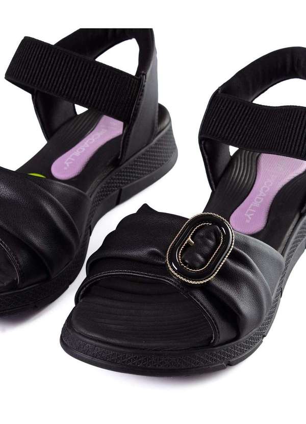 Piccadilly - Sandália Papete Piccadilly Slipfit Anabela. Preto Preto 4