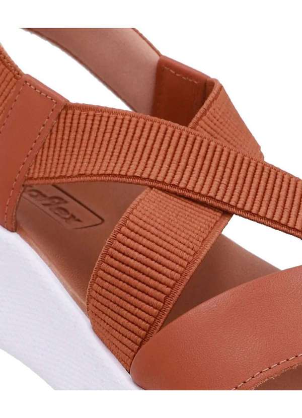 Usaflex - Sandália Papete Usaflex Tiras Couro Caramelo Marrom 4
