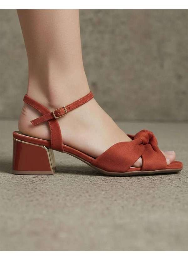 Piccadilly - Sandália Piccadilly Salto Médio Microfibra. Marrom Marrom 5