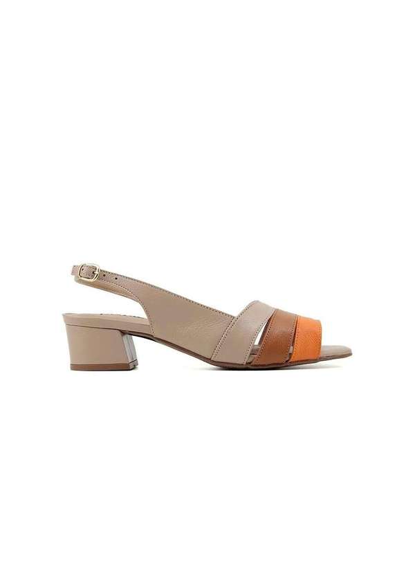 Pixolé - Sandália Pixolé Salto Baixo Couro Nude Nude
