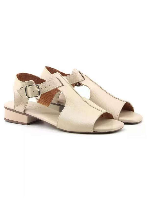 Anne Moraes - Sandália Salto Baixo Anne Moraes 9081 Pele Bege 1