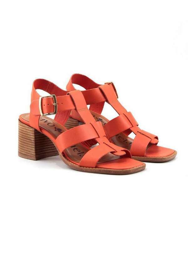 Sandália Salto Bloco Cravo e Canela 31561094 Laranja Laranja - Pixole