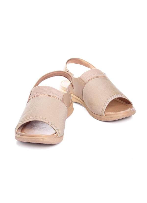 Usaflex - Sandália Usaflex Low Impact Elastano Couro Bege Bege 4