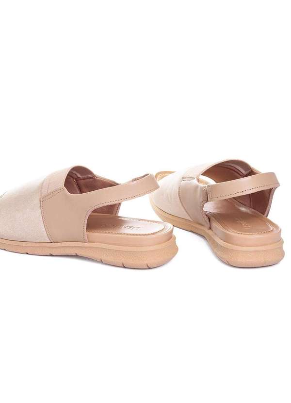 Usaflex - Sandália Usaflex Low Impact Elastano Couro Bege Bege 5