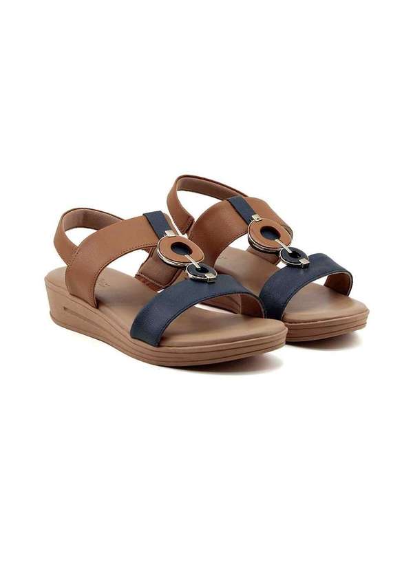 Usaflex - Sandália Usaflex Plataforma Enfeite Couro Caramelo Amarelo 3