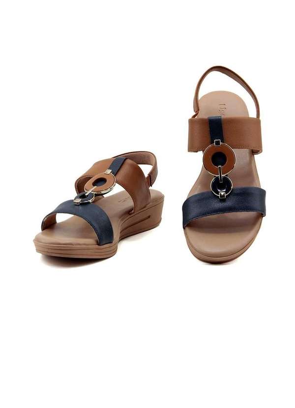 Usaflex - Sandália Usaflex Plataforma Enfeite Couro Caramelo Amarelo 4