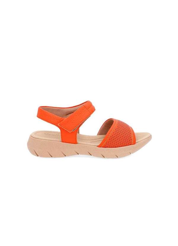 Usaflex - Sandália Usaflex Plataforma Fechoflex Couro Laranja Laranja