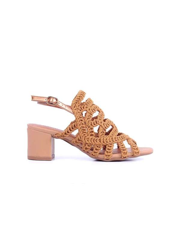 Pixolé - Sandália Valentina Tramada Salto Bloco 457036 Bege Bege