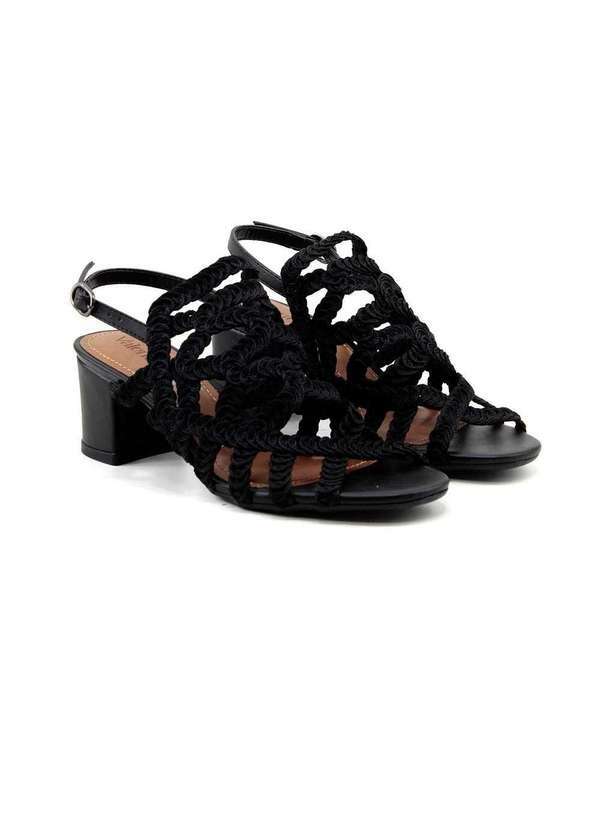 Pixolé - Sandália Valentina Tramada Salto Bloco 457036 Preto Preto 2