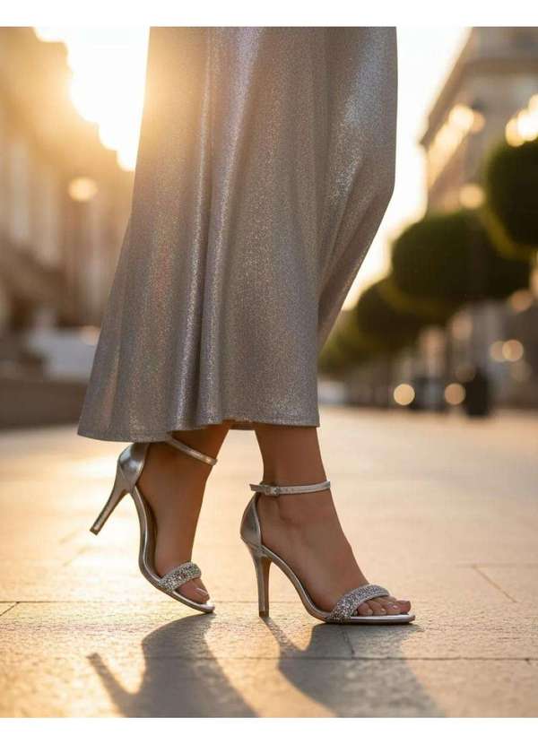 Vizzano - Sandália Vizzano Cristal Salto Alto Prata Prata 7