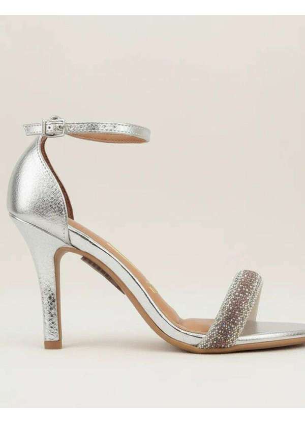 Vizzano - Sandália Vizzano Cristal Salto Alto Prata Prata 9