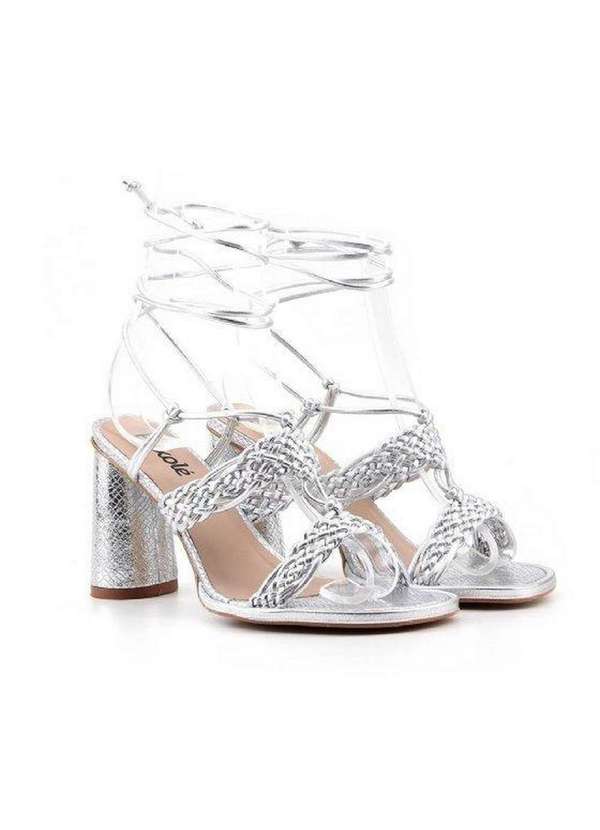 Zabumba - Sandália Zabumba Salto com Amarração 3630m866 Prata Prata