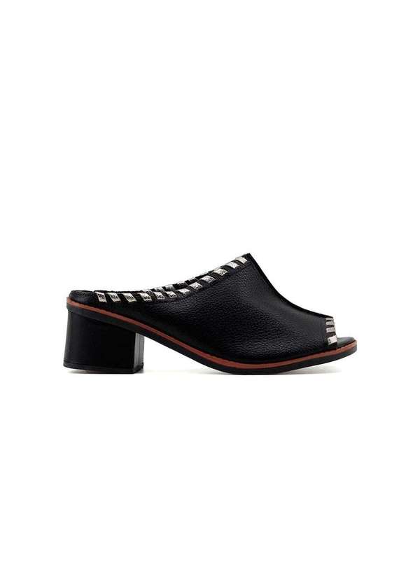 Anne Moraes - Tamanco Anne Moraes Salto Médio Couro. Preto Preto 1