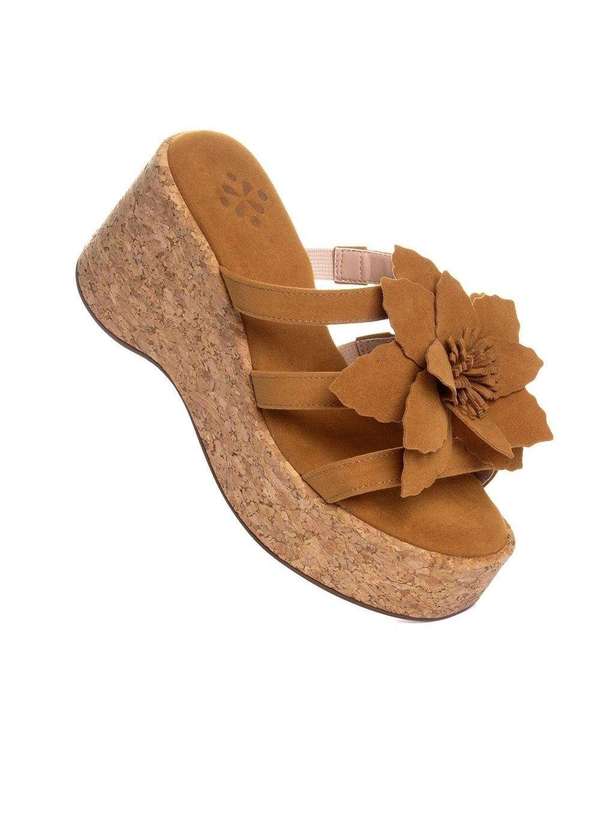 Pixolé - Tamanco Pixolé Anabela Flor Whisky Marrom 2