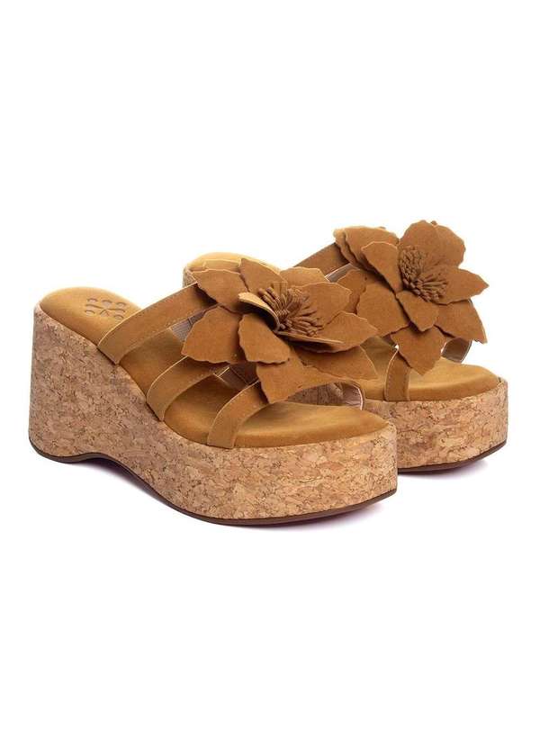 Pixolé - Tamanco Pixolé Anabela Flor Whisky Marrom 3