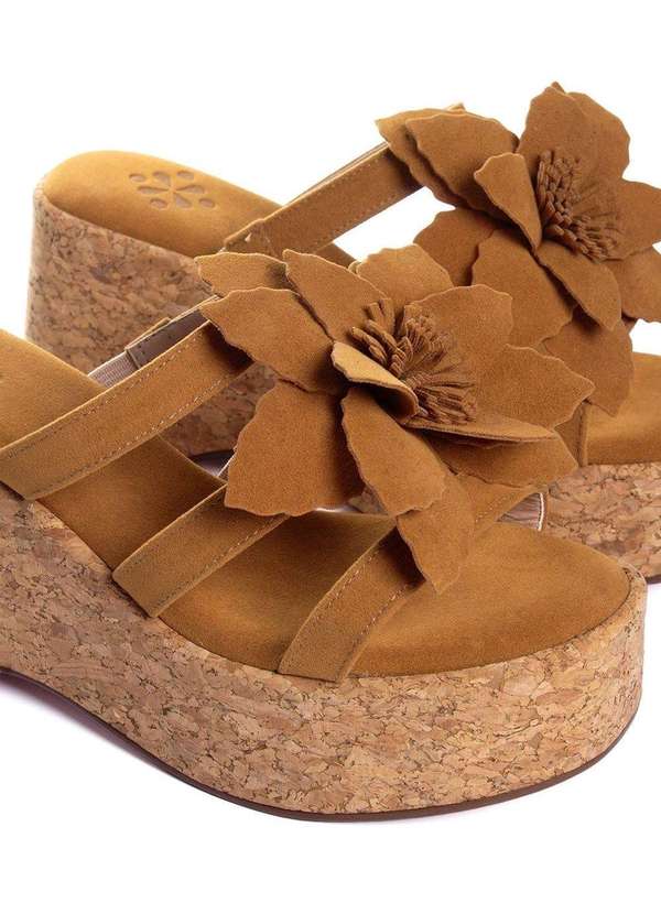 Pixolé - Tamanco Pixolé Anabela Flor Whisky Marrom 4