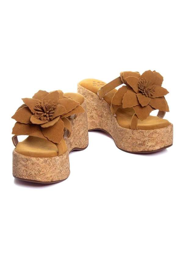 Pixolé - Tamanco Pixolé Anabela Flor Whisky Marrom 5