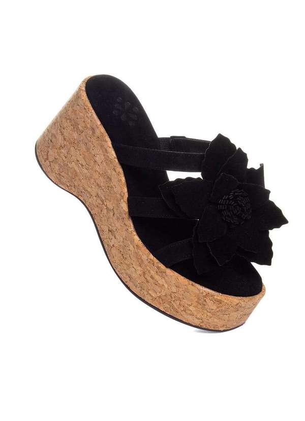 Pixolé - Tamanco Pixolé Anabela Flor Preto Preto 2