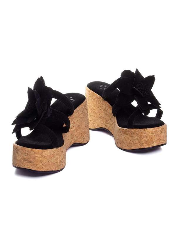 Pixolé - Tamanco Pixolé Anabela Flor Preto Preto 4