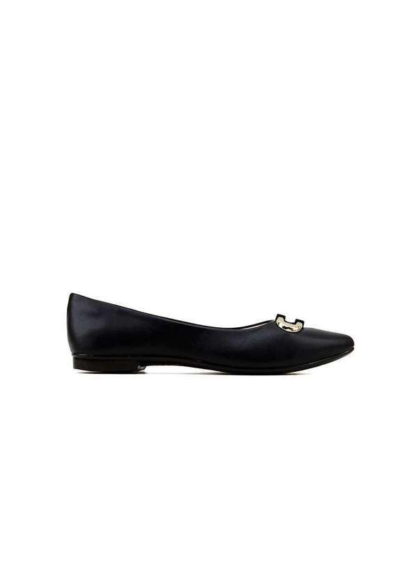 Light Gel - Sapatilha Feminina Light Gel Bico Fino Preto Preto