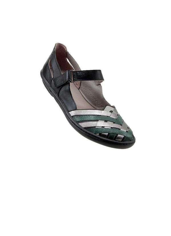 Sapatilha Estilo Boneca Couro Preto Preto