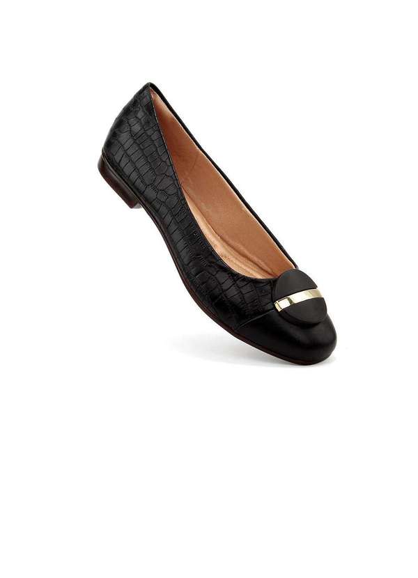 Light Gel - Sapatilha Light Gel Bico Redondo Croco Preto Preto 2