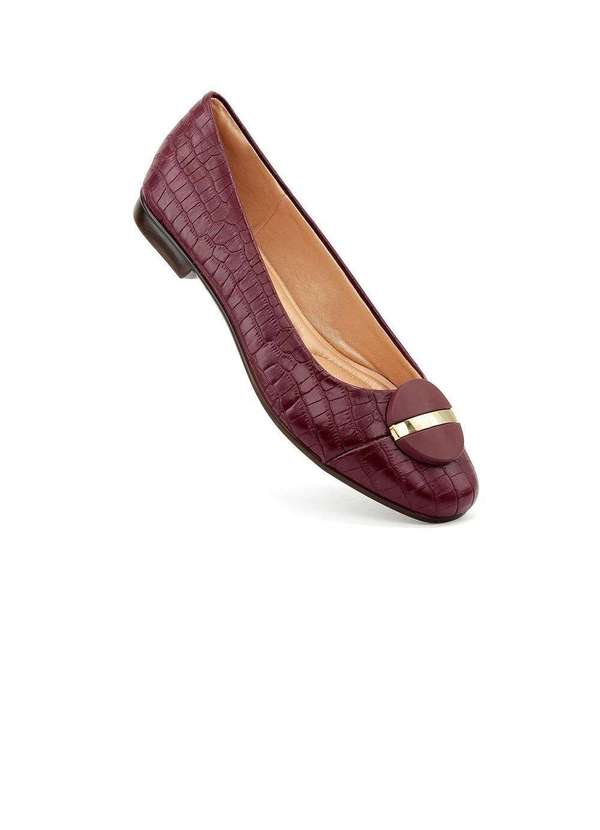 Light Gel - Sapatilha Light Gel Bico Redondo Croco Vinho Vermelho 2