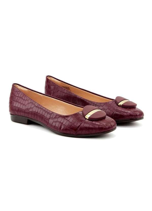 Light Gel - Sapatilha Light Gel Bico Redondo Croco Vinho Vermelho 3