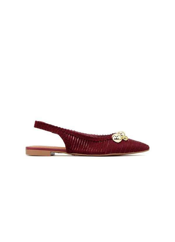 Pixolé - Sapatilha Slingback Valentina Bico Fino Tramada Vinho Vermelho