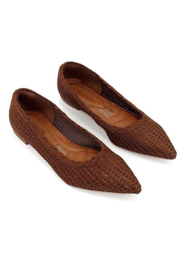 Pixolé - Sapatilha Valentina Bico Fino Bordada Marrom Marrom 4