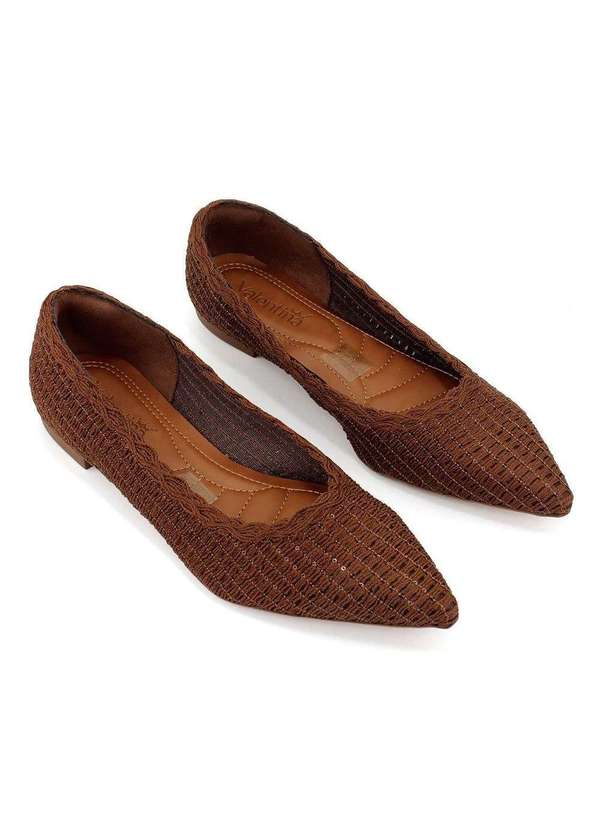 Pixolé - Sapatilha Valentina Bico Fino Bordada Marrom Marrom 7