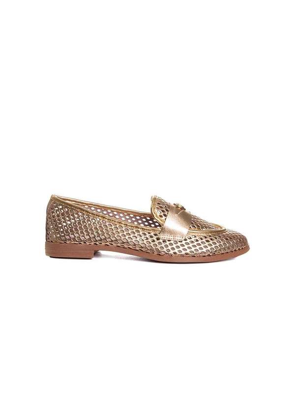 Giulia Domna - Mocassim Feminino Giulia Domna Couro Dourado Dourado