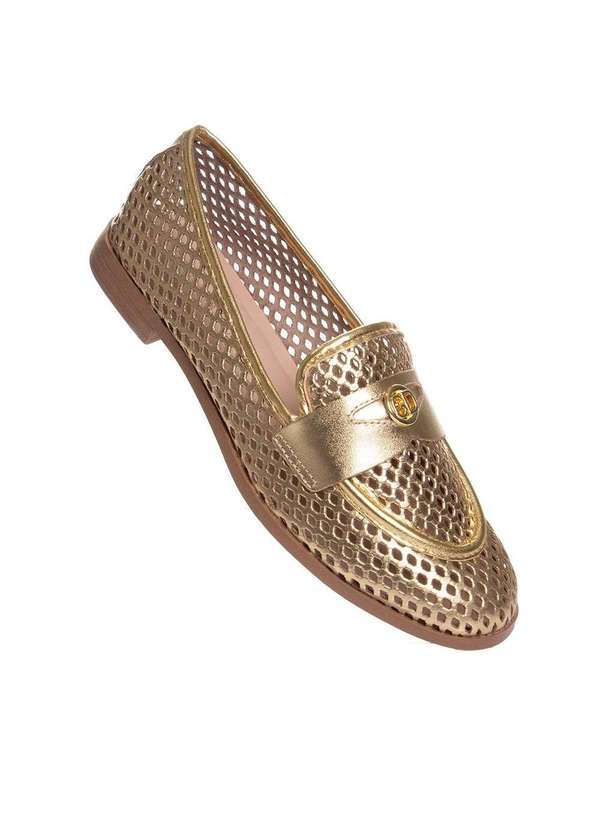 Giulia Domna - Mocassim Feminino Giulia Domna Couro Dourado Dourado 2