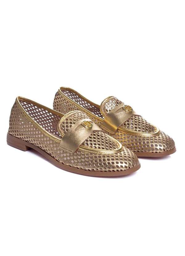 Giulia Domna - Mocassim Feminino Giulia Domna Couro Dourado Dourado 3