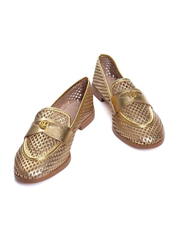 Giulia Domna - Mocassim Feminino Giulia Domna Couro Dourado Dourado 5