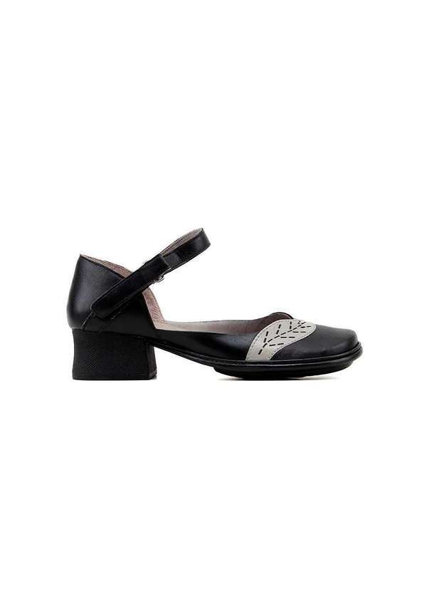 Sapato Boneca J.Gean Dual Comfort Couro Preto Preto - Pixole