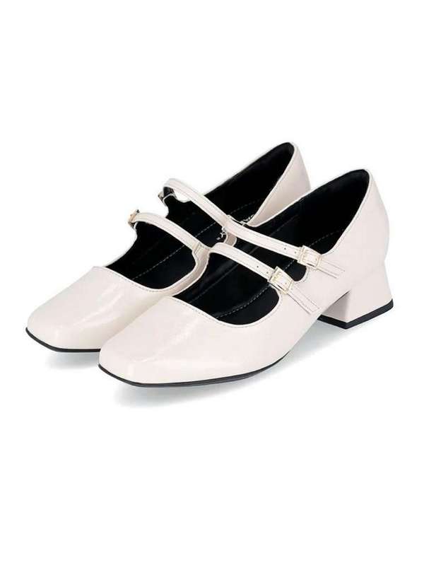 Piccadilly - Sapato Boneca Piccadilly Salto Médio 160081 Off White Bege 2