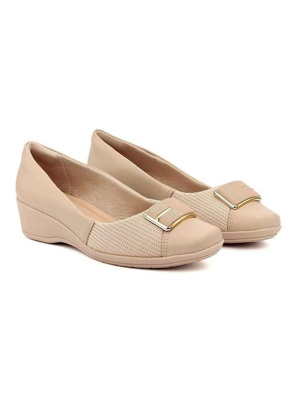 Comfortflex - Sapato Comfortflex Joanete Salto Anabela Bege Bege