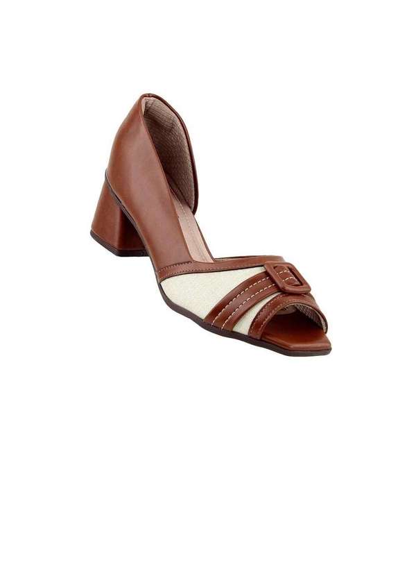 Piccadilly - Sapato Feminino Piccadilly Adriana Salto Médio Caramelo Marrom 2