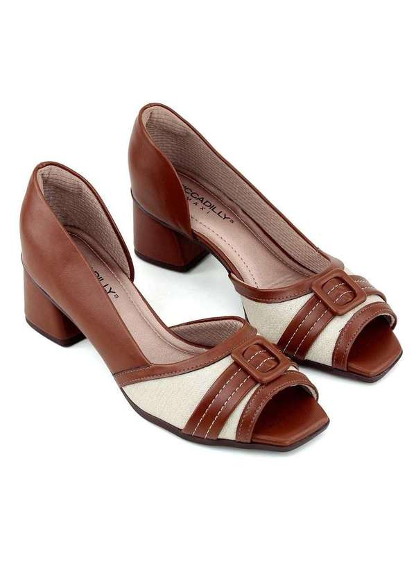 Piccadilly - Sapato Feminino Piccadilly Adriana Salto Médio Caramelo Marrom 4