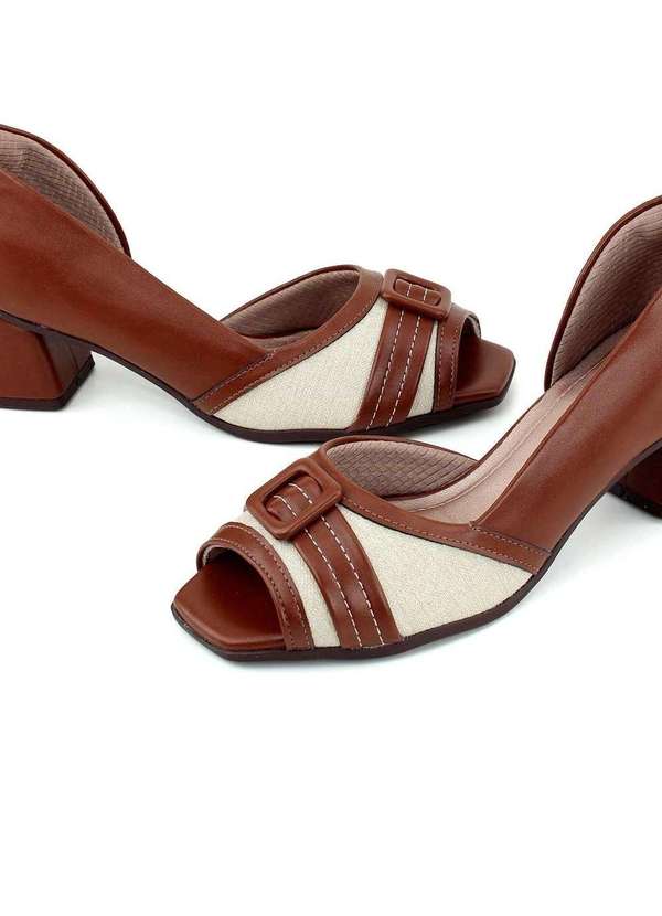 Piccadilly - Sapato Feminino Piccadilly Adriana Salto Médio Caramelo Marrom 5