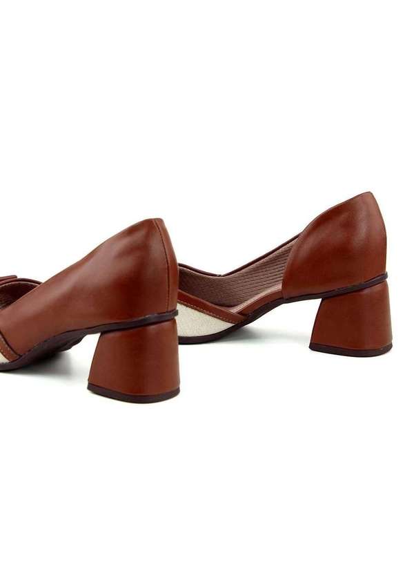 Piccadilly - Sapato Feminino Piccadilly Adriana Salto Médio Caramelo Marrom 6