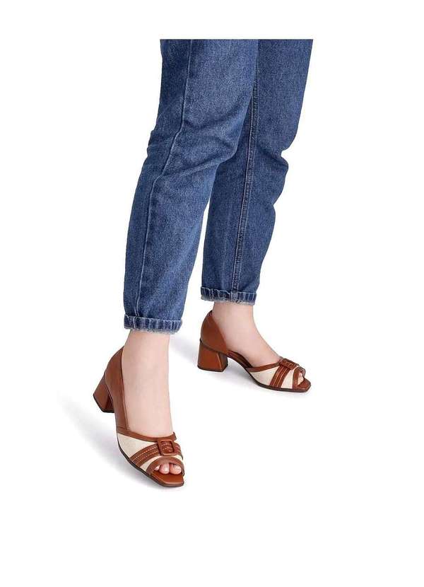 Piccadilly - Sapato Feminino Piccadilly Adriana Salto Médio Caramelo Marrom 7