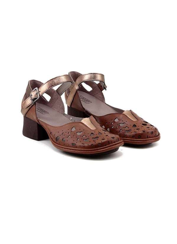 J.gean - Sapato J.Gean Salto Médio Dual Comfort Couro Avela Marrom 3