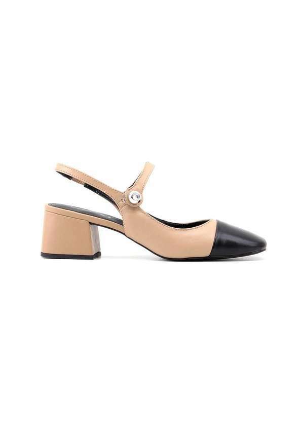 Lia Line - Sapato Lia Line Sling Back 2306-71625 Couro Bege Bege