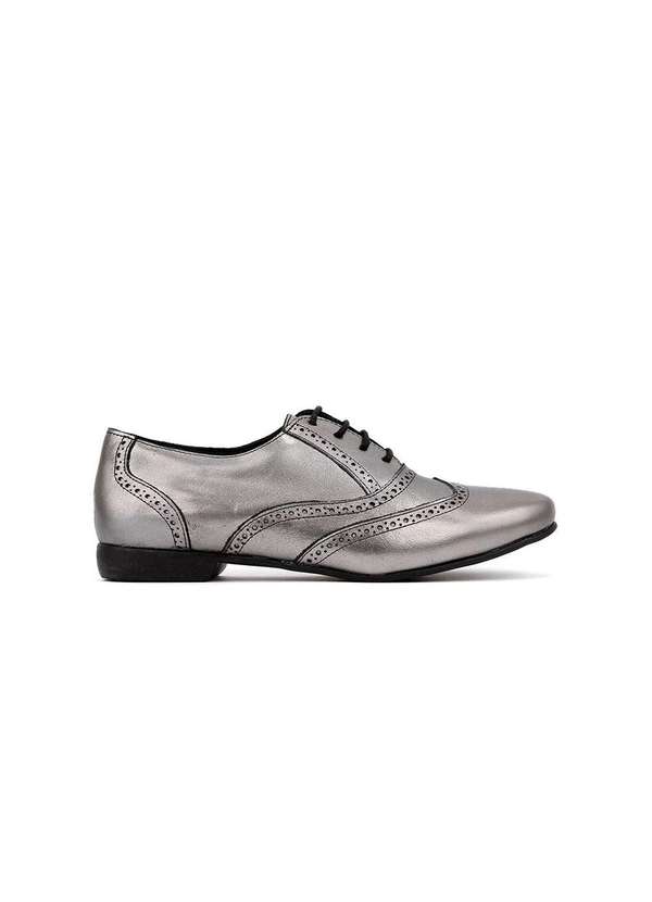 Pixolé - Sapato Oxford Feminino Pixolé Couro Onix Prata 5