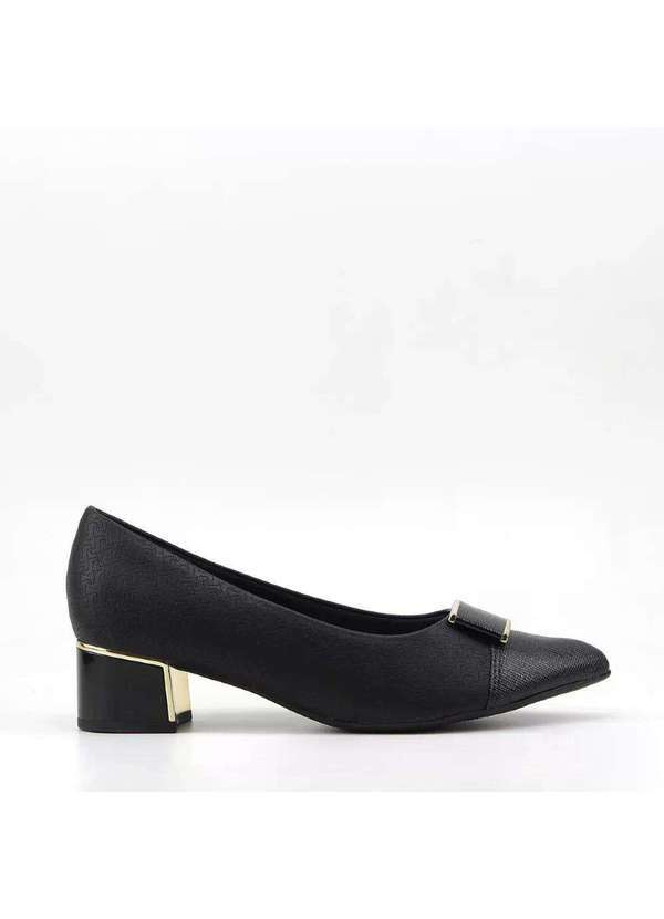 Piccadilly - Sapato Piccadilly Salto Médio Preto Preto