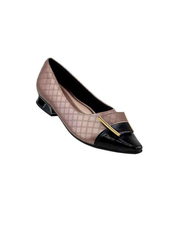 Piccadilly - Sapato Piccadilly Silvia Salto Baixo Bronze Bege 2