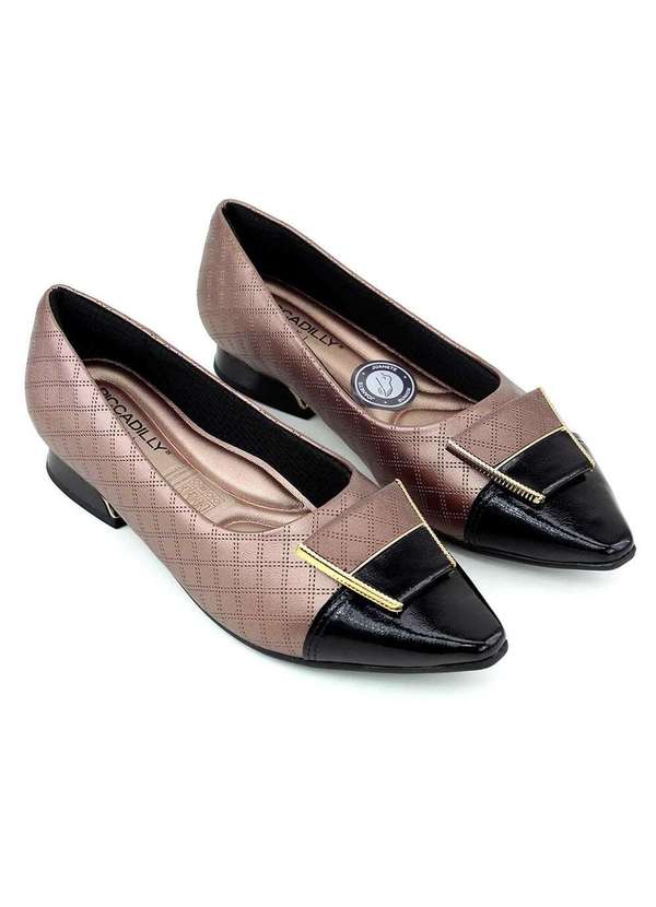 Piccadilly - Sapato Piccadilly Silvia Salto Baixo Bronze Bege 4